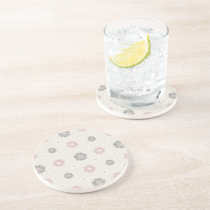 Pink & Grey Flowers Coaster