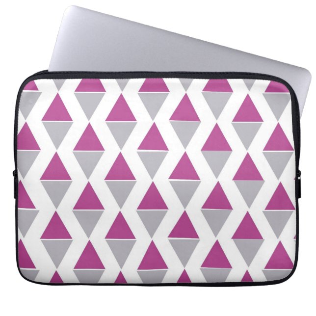 Pink & Grey Geometric Triangle Laptop sleeve  (Front)