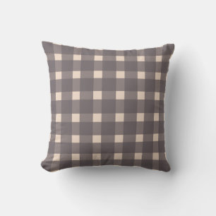 Pink Grey Gingham Pattern Throw Pillow