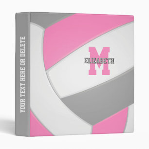 pink grey girls team sports volleyball binder