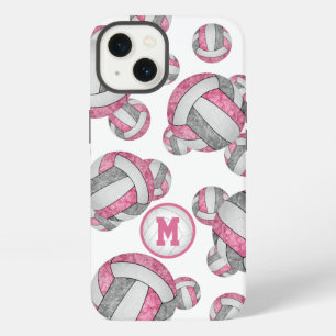 Pink grey girls volleyballs pattern gifts iPhone 13 case
