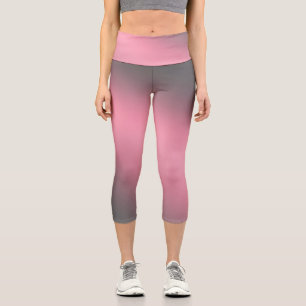 Pink Grey Gradient Ombre Capri Leggings