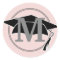 Pink Grey Graduation Cap Monogram Initial
