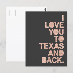Pink Grey Love You To Texas and Back Carte postale
