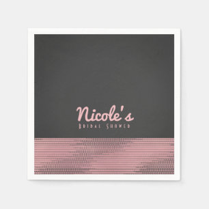 Pink & Grey Modern Glam Sequins Chic Elegant Party Napkin