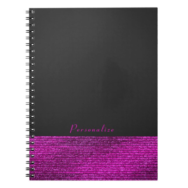 Pink & Grey Modern Glam Sequins Elegant Chic Notebook (Front)