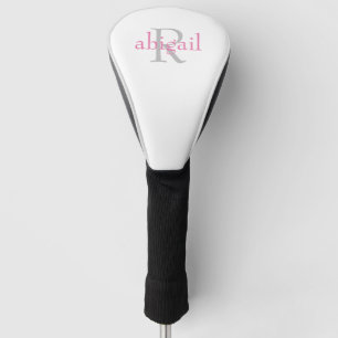 Pink & Grey Monogram Driver Golf Head Cover
