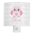 Pink Grey Owl Night Light