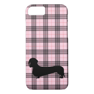 Pink Grey Plaid Dachshund Pattern Preppy Case-Mate iPhone Case