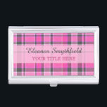 Pink Grey Plaid Tartan Business Card Holder<br><div class="desc">This pink and grey plaid design has a repeating checked / tartan pattern that's lightly textured / distressed. It's a girly,  stylish plaid pattern. Enjoy it as-is or use it as a pretty background for your text or photos.</div>