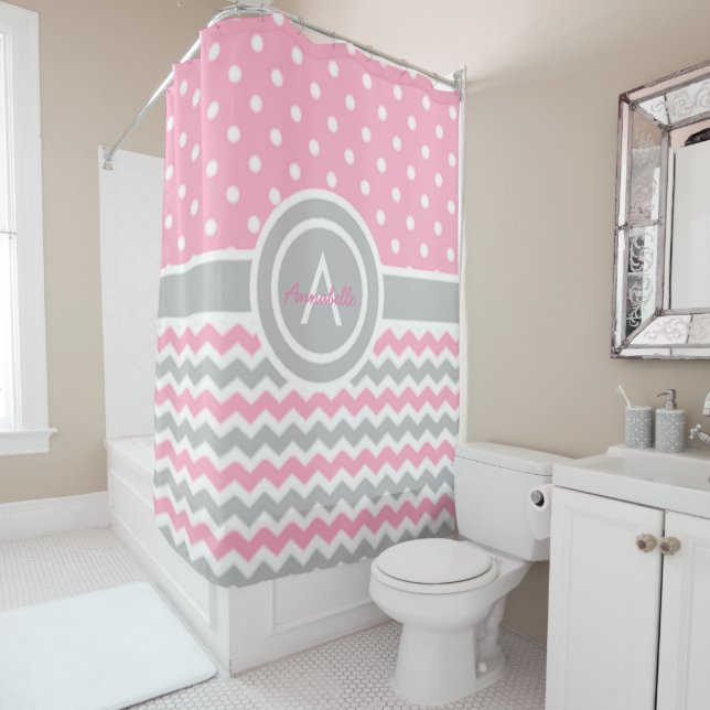 Pink Grey Polka Dot Chevron (In Situ)