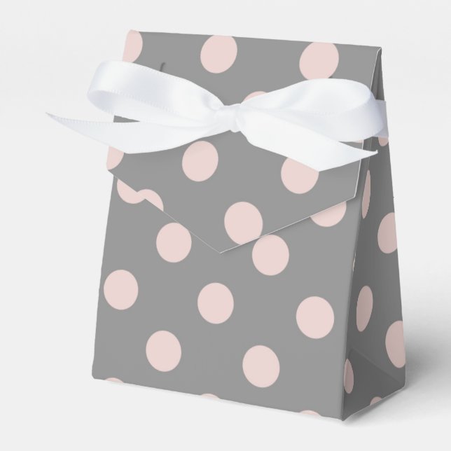 Pink & Grey Polka Dots Birthday Party Favor Box (Front Side)