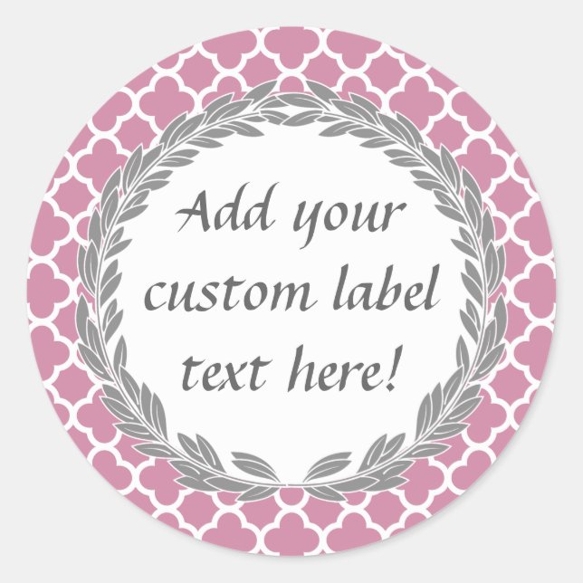 Pink Grey Pretty Custom Canning Jar Craft Label (Front)