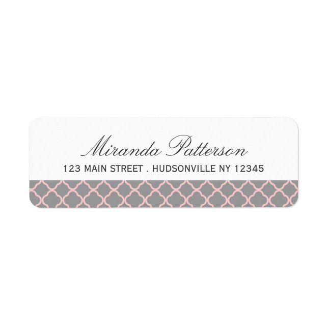 Pink + Grey Quatrefoil Address Labels (Front)
