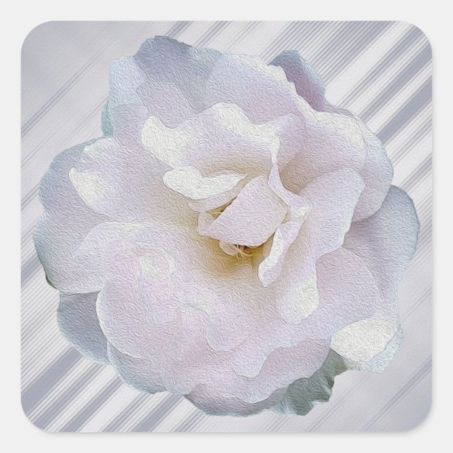 Pink grey rose square sticker (Front)