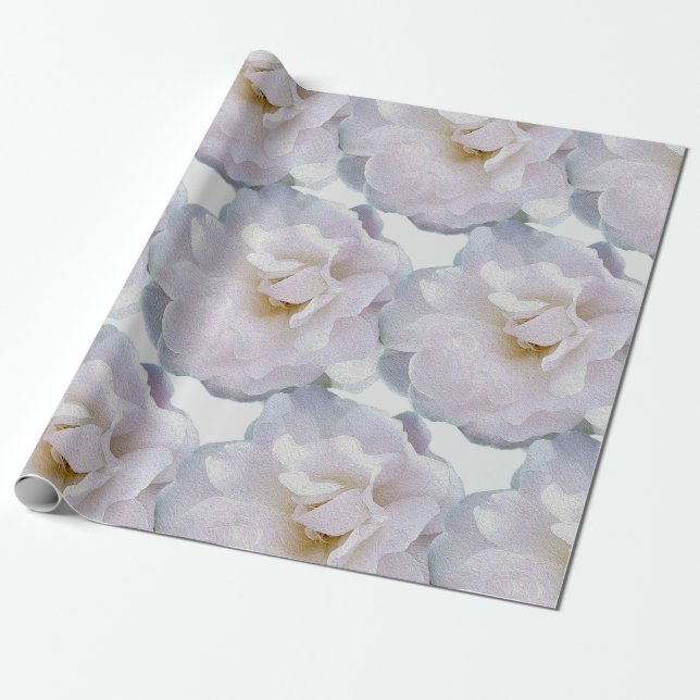 Pink grey rose wrapping paper (Unrolled)