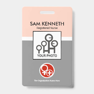Pink Grey Shade Columns Company Photo Template ID Badge