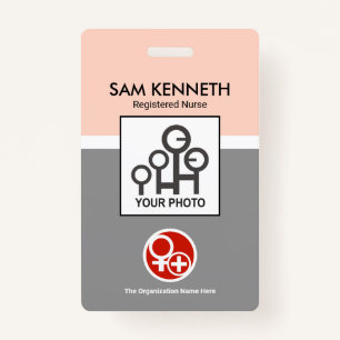 Pink Grey Shade Columns Company Photo Template ID Badge