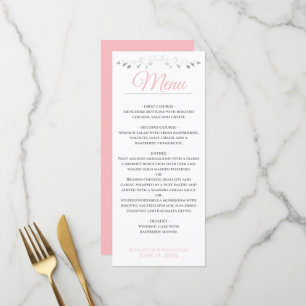 Pink & Grey Simple Elegant Wedding Menu