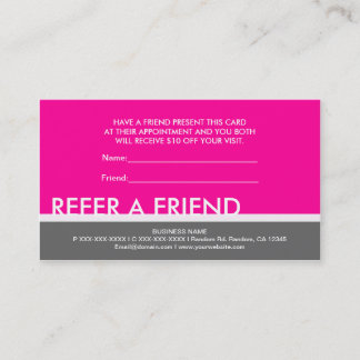 Pink grey simple refer a friend custom cards