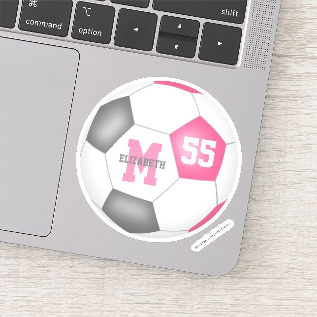 Pink grey soccer ball girls personalized  (Detail)