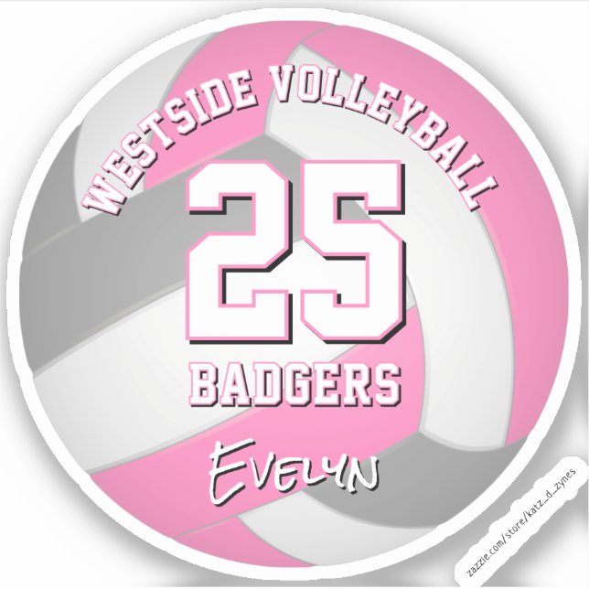 pink grey sports team colours volleyball player (Front)