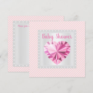 Pink Grey Stripe Princess theme baby shower Invitation