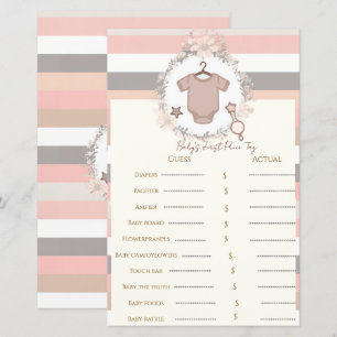 Pink Grey Stripes Baby's First Price Tag Game