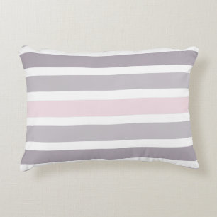 Pink Grey Stripes Pattern Decorative Pillow