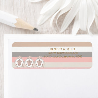 Pink Grey Stripes Wreath Address