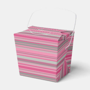 Pink Grey Strips Favor Box