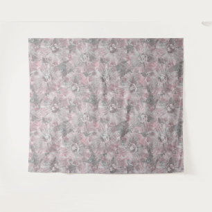 Pink grey stylish large flowers tapestry
