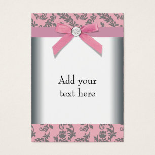 Pink Grey Swirl Damask Multi Purpose Card