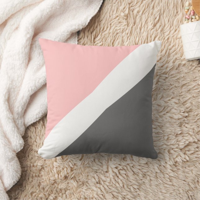 Pink Grey Throw Pillow (Blanket)