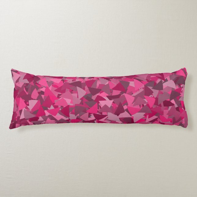 Pink Grey Triangle Pattern Body Pillow (Front)