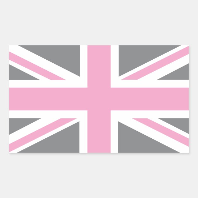 Pink Grey Union Jack British(UK) Flag Sticker (Front)