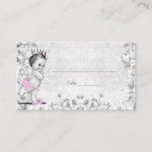 Pink Grey Vintage Princess Baby shower Cartes de P