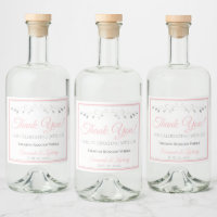 Pink & Grey Wedding Liquor Bottle Label Thank You