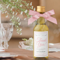 Pink & Grey Wedding Mini Wine Bottle Tag Thank You