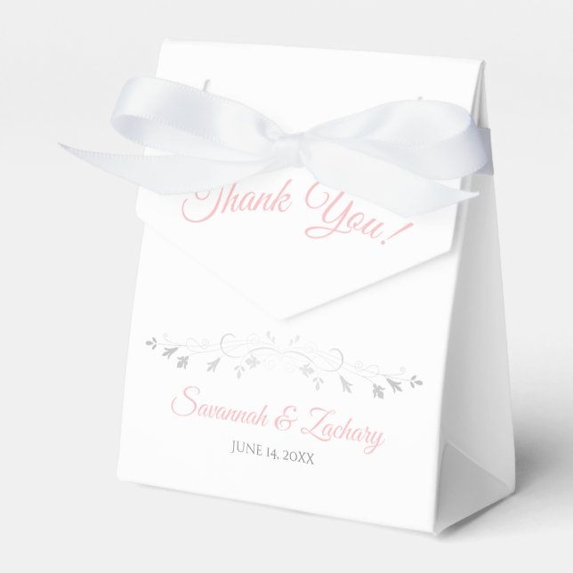 Pink & Grey Wedding Thank You Favour Box (Front Side)