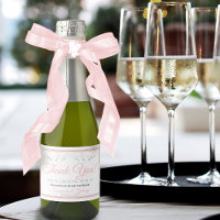 Pink & Grey Wedding Thank You Mini Bottle