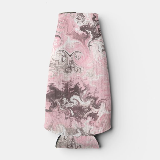 Pink grey white camo bottle cooler (Front)