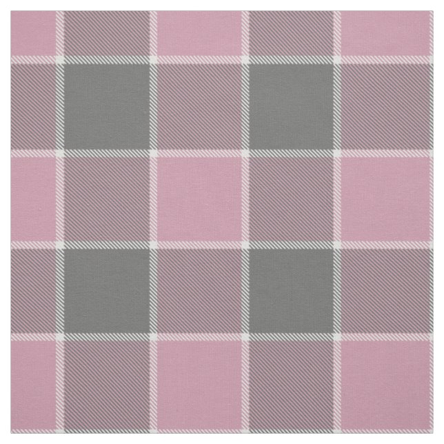 pink grey white chequered plaid fabric (Swatch)