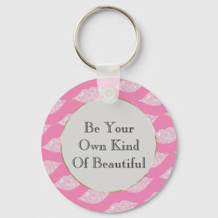 Pink Grey White Diamond Lips Keychain