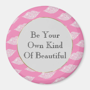 Pink Grey White Diamond Lips Magnet