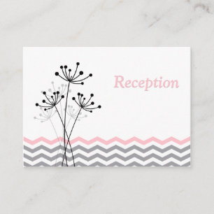 Pink Grey White Floral Reception Enclosure Card