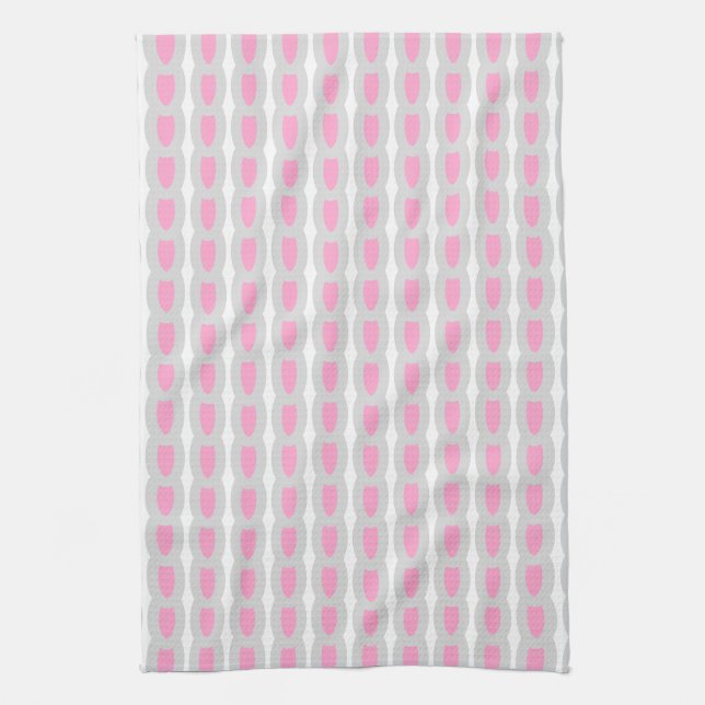 Pink Grey White Shapes 4Alice Kitchen Towel (Vertical)