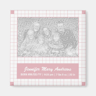 Pink Grid Photo Magnet