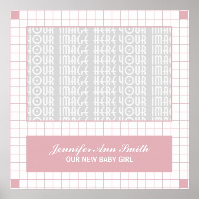 Pink Grid Photo Poster (Front)