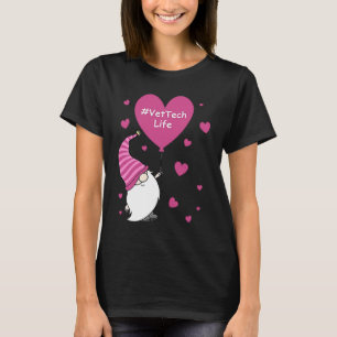 Pink Grome Heart Vet Tech Life Balloon Valentine's T-Shirt